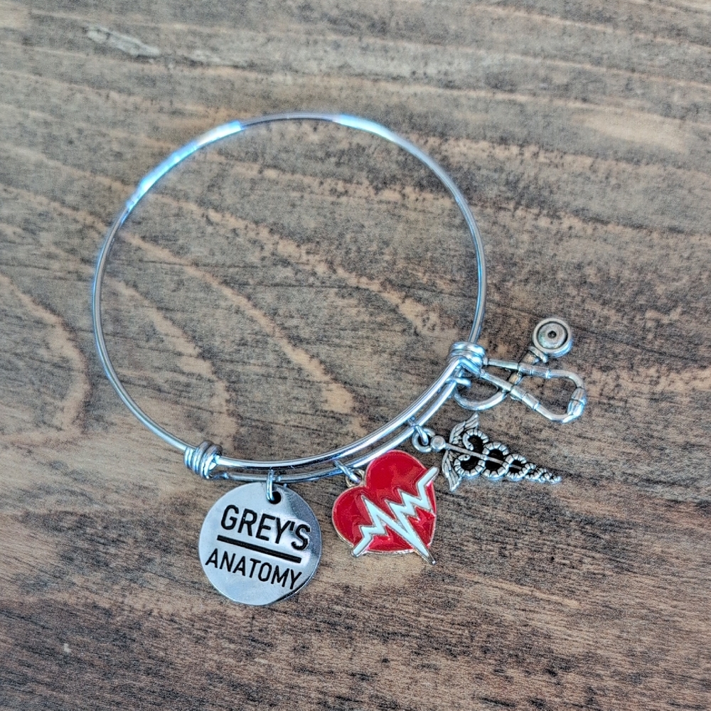 Silver Charm Bracelet with Red Heart by Grey's Anatomy                      T113